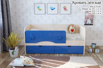 Техно Кровать детская 2 ящика 1.6 Синий глянец в Среднеколымске - srednekolymsk.mebel54.com | фото